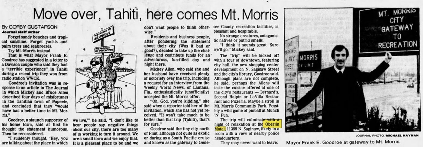 Oberlin Motel - Jan 25 1983 Article (newer photo)